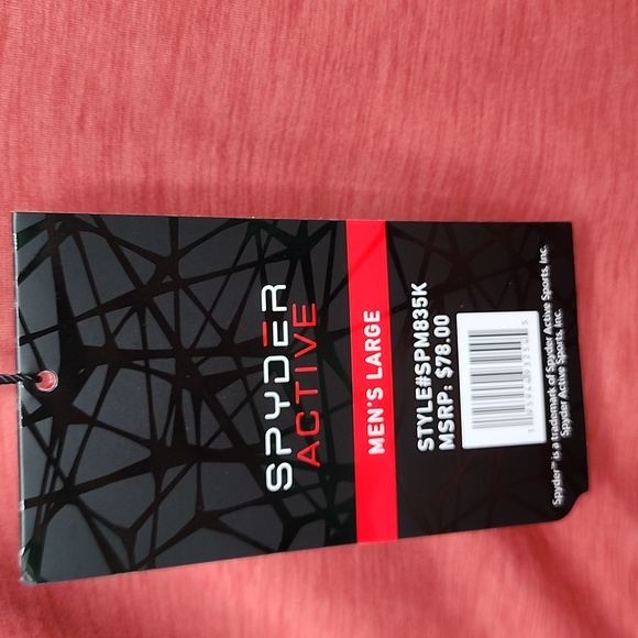 SPYDER ACTIVE MEN'S LARGE TSHIRT WITH HOODIE, RED COLOR - Picture 8 of 13